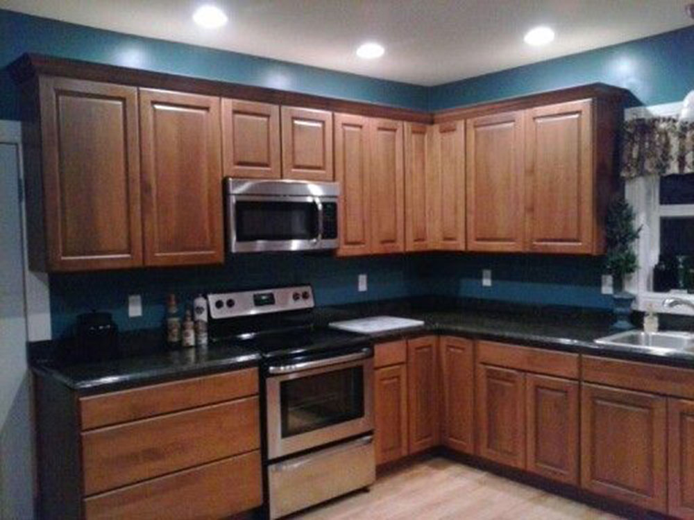 Navy The Most Interesting Kitchen Color Schemes with Cherry Cabinets