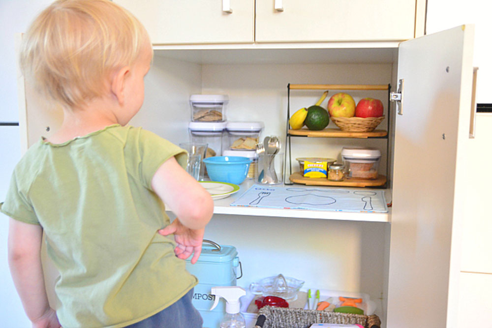 Keep-Snacks-Up-High-If-You-Have-Young-Kids How to Organize Deep Kitchen Cabinets