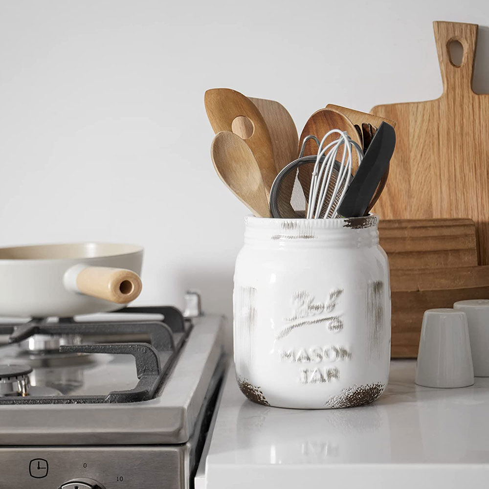 Nostalgic-Crock-Utensil-Holder How to Organize Kitchen Utensils to Find Them Better
