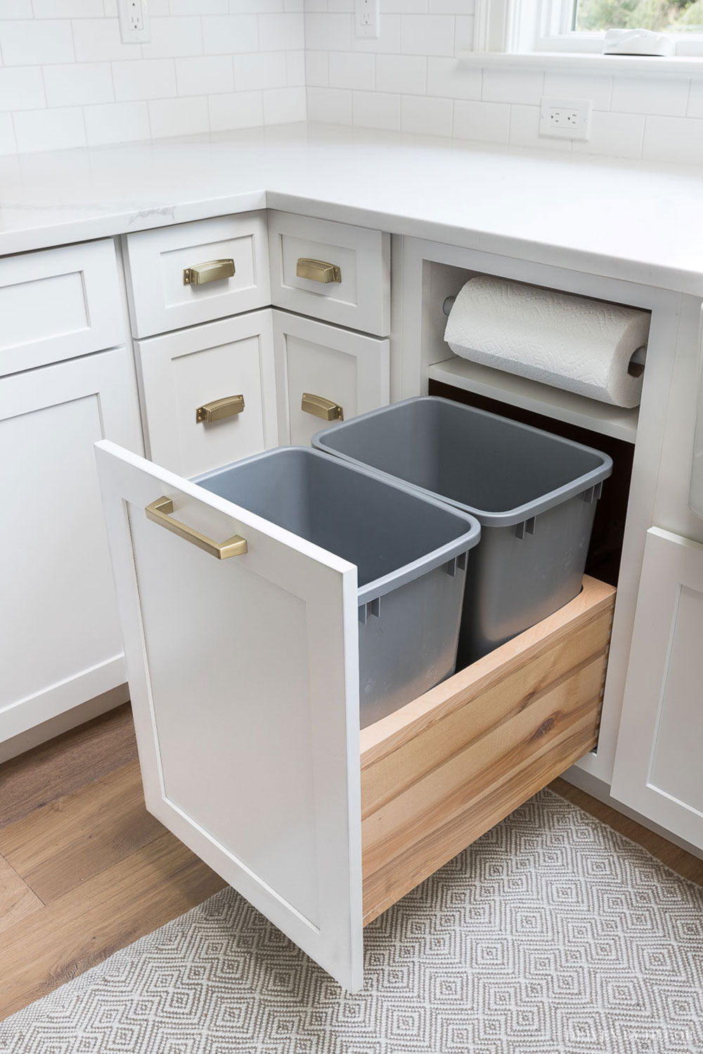 Pull-Out-Trash-Can-Cabinet How to Organize Deep Kitchen Cabinets