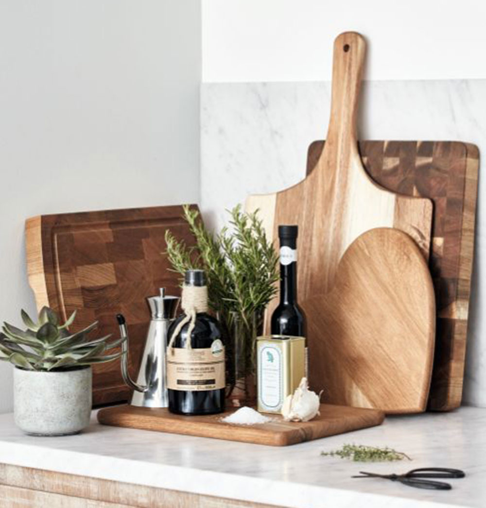 Use-Boards-in-a-Kitchen-Vignette3 How to Display Cutting Boards on a Kitchen Counter