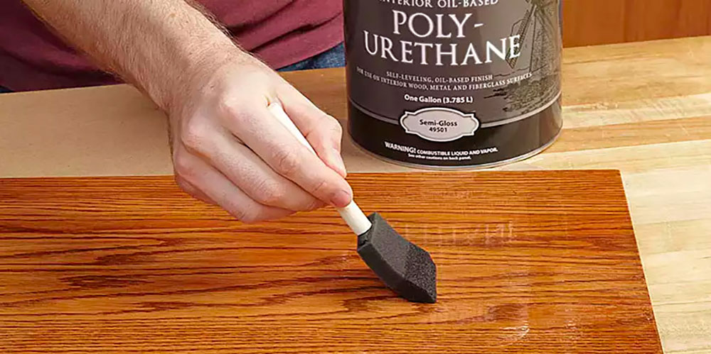 Apply-Clear-Polyurethane How to restain kitchen cabinets without stripping