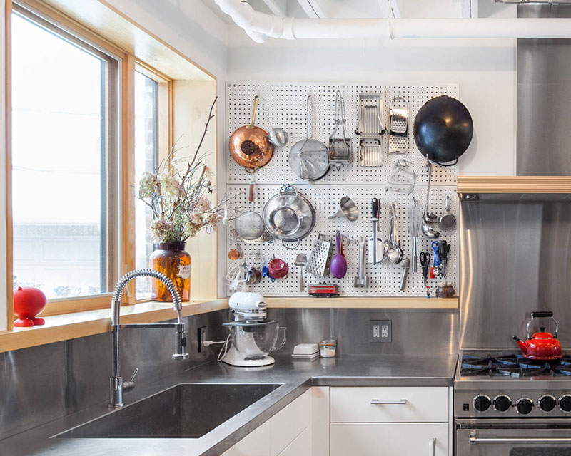 pegboard How To Organize A Small Kitchen Without A Pantry