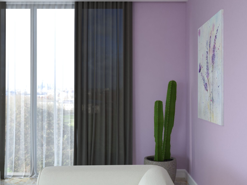 1-4-5 Tirai warna apa yang dipadukan dengan dinding ungu